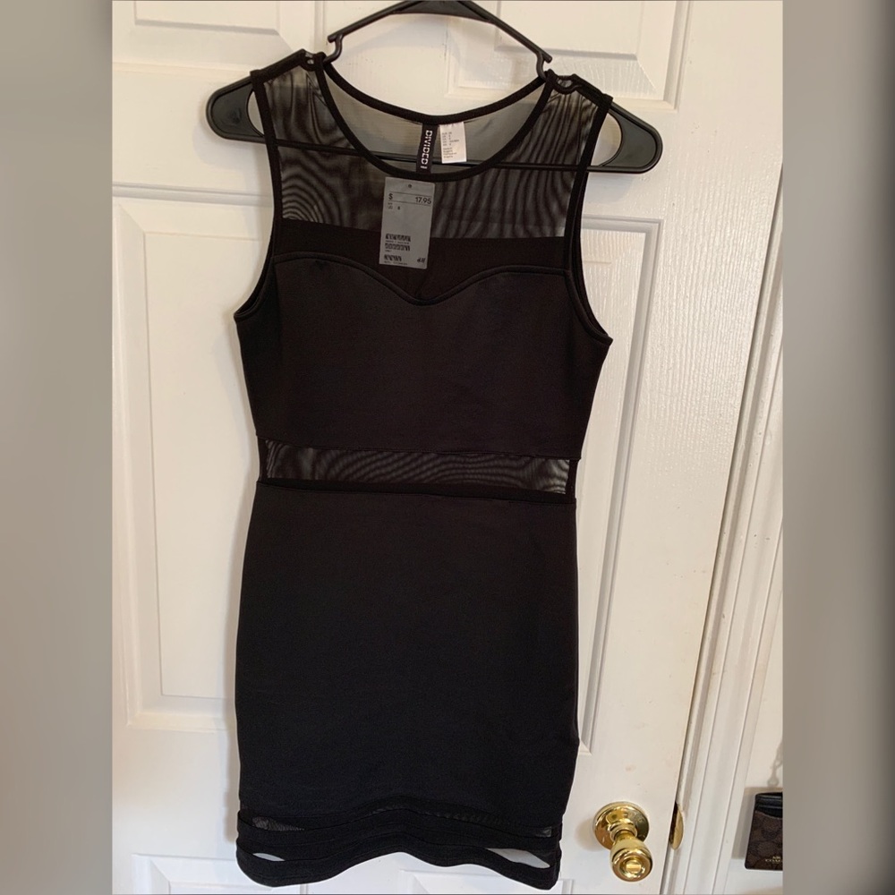 H&M black sheer mini dress